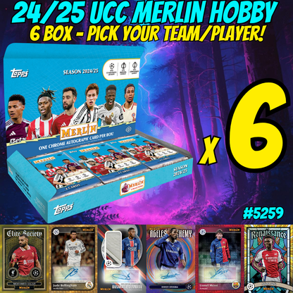 Break 5259 - 24/25 UCC Merlin Hobby - 6 Box - Pick Your Team/Player!