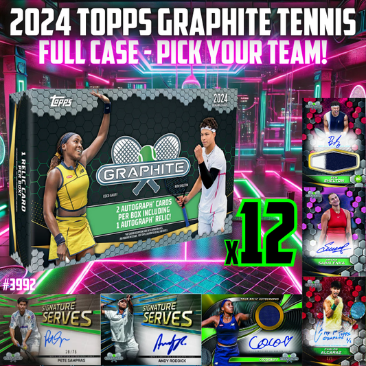 Break 3992 - 2024 Topps Graphite Tennis Hobby FULL CASE - 12 Boxes - Pick Your Player