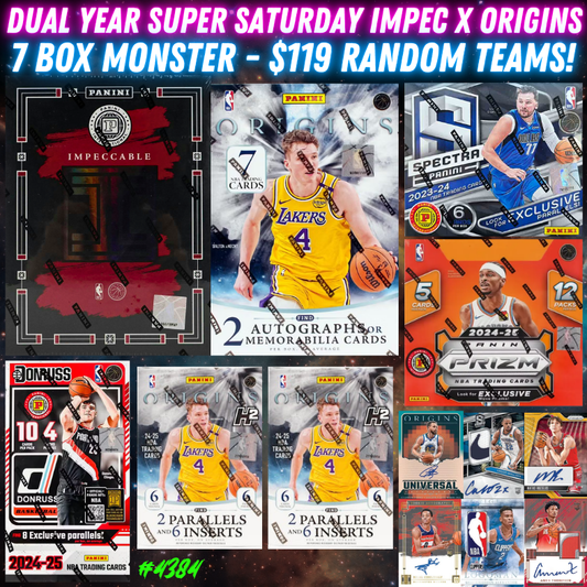 Break 4384 - Dual Year SUPER SATURDAY Impeccable x Origins 7 BOX MIXER - Random Teams!