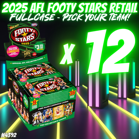 Break 4392 - 2025 AFL Footy Stars Retail - FULL CASE - 12 Boxes - Pick Your Team!
