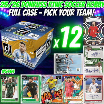 Break 5464 - 25/26 Donruss RTWC Soccer Hobby - FULL CASE - Pick Your Team!
