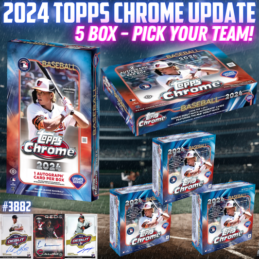 Break 3882 - 2024 MLB Topps Chrome Update - 5 Box Mixer - Pick Your Team!