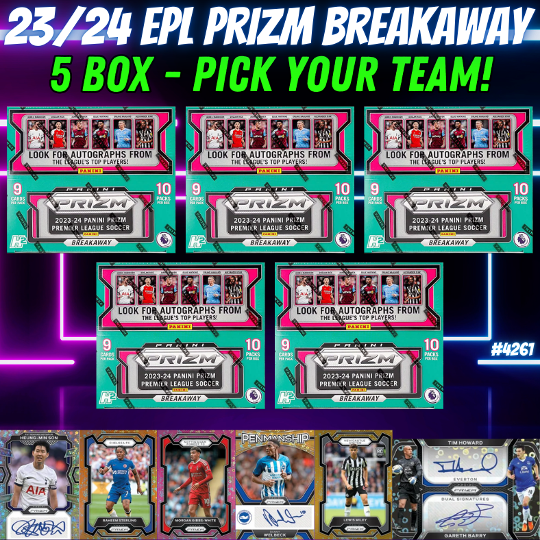 Break 4261 - 23/24 EPL Prizm Breakaway 5 Boxer - Pick Your Team!