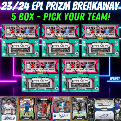 Break 4261 - 23/24 EPL Prizm Breakaway 5 Boxer - Pick Your Team!