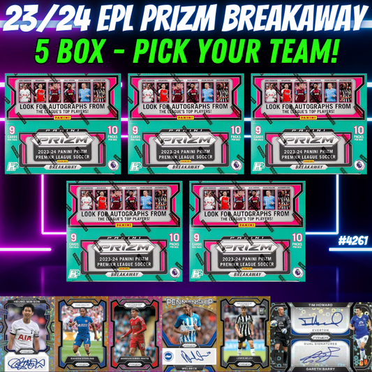 Break 4261 - 23/24 EPL Prizm Breakaway 5 Boxer - Pick Your Team!