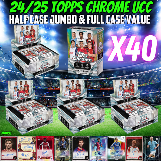 Break 4491 - 24/25 Topps Chrome UCC JUMBO HALF x VALUE FULL CASE - Pick Your Team!