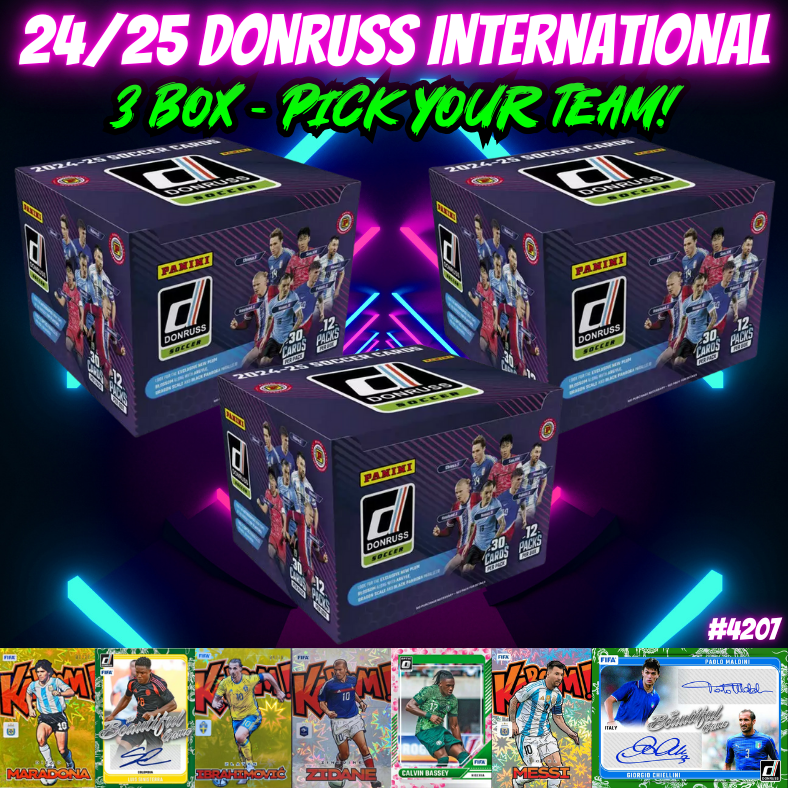 Break 4207 - 24/25 Donruss Soccer Int. Hobby 3 Box - Pick Your Team!
