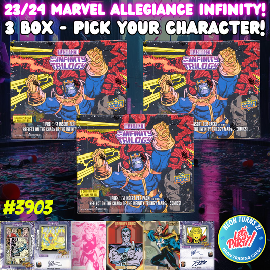Break 3903 - 2023 Marvel Allegiance Infinity Trilogy - 3 Box - Pick Your Character/Team!