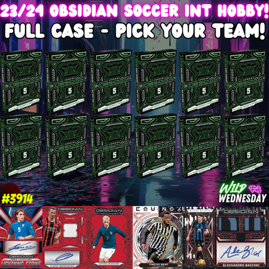Break 3914 - 23/24 Obsidian Soccer International Hobby - FULL CASE - Pick Your Team