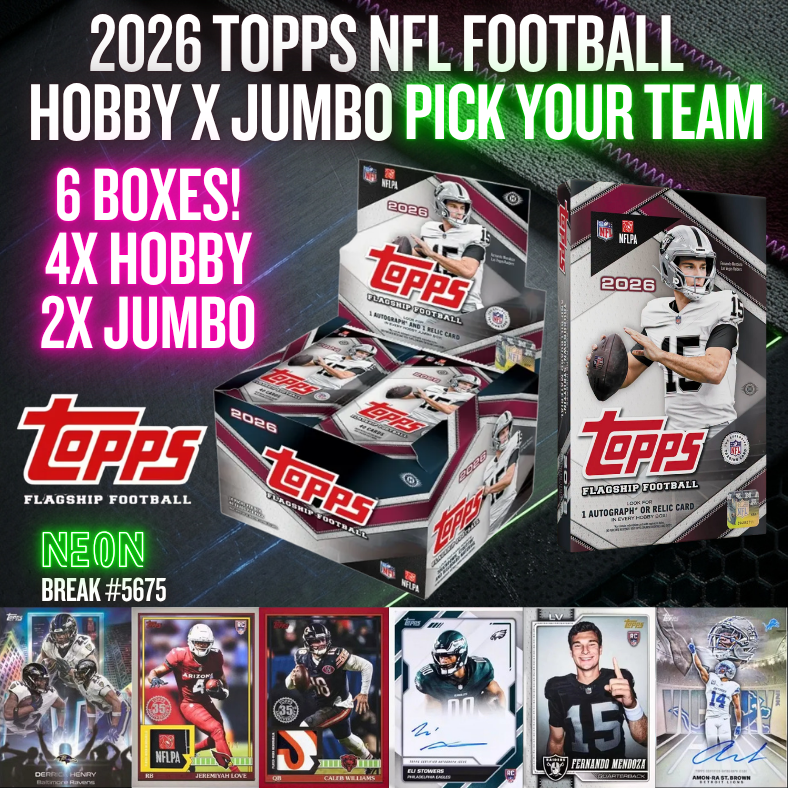 Break 5675 - NEW 2026 Topps NFL Football Jumbo x Hobby - 6 BOX - Pick Your Team!