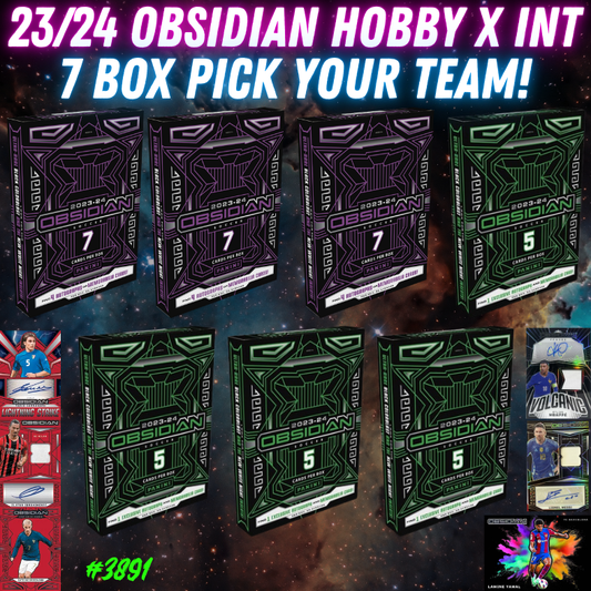 Break 3891 - 23/24 Obsidian Soccer Hobby x International Hobby - 7 Box - Pick Your Team