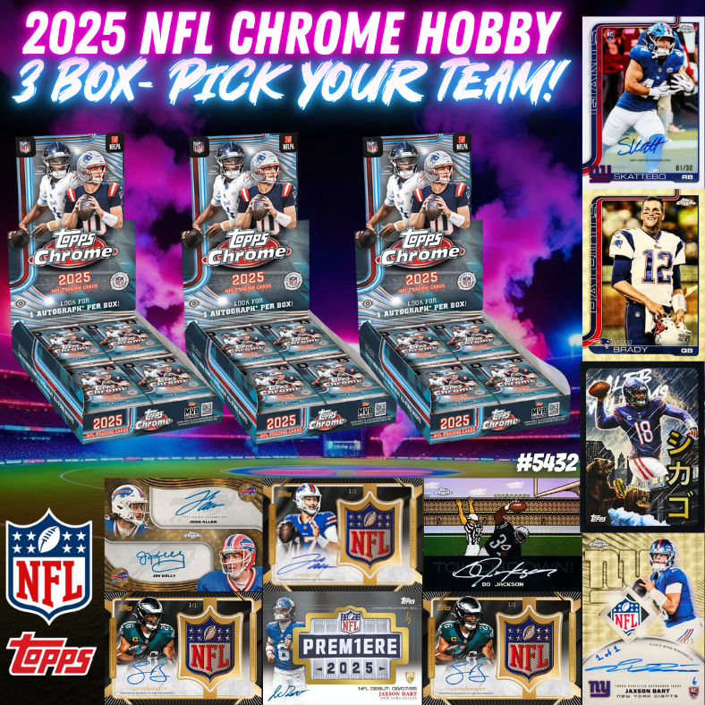 Break 5432 - Topps 2025 NFL CHROME Football HOBBY - 3 Box - PICK YOUR TEAM!