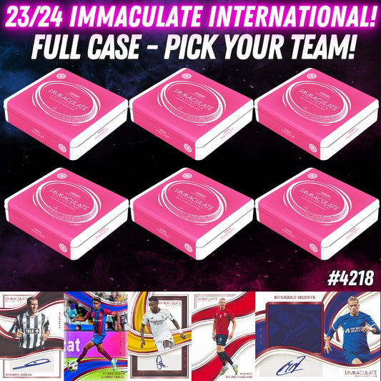 Break 4218 - 23/24 Immaculate Soccer Int. Hobby FULL CASE - Pick Your Team/Player
