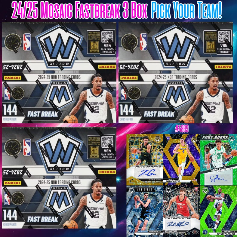 Break 4809 - NBA 24/25 Mosaic Fastbreak 3 Box - Pick Your Team!