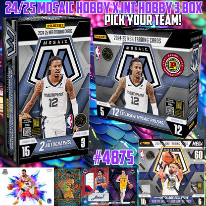 Break 4875 - NBA 24/25 Mosaic Hobby x Mosaic Int. Hobby 3 Box - Pick Your Team!