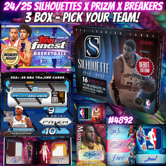 Break 4892 - 24/25 Silhouettes x Prizm x Breakers 3Box - Pick Your Team!
