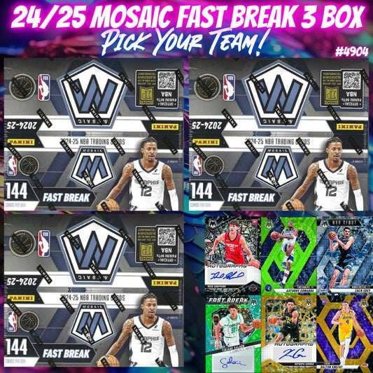 Break 4904 - NBA 24/25 Mosaic Fast Break 3 Box - Pick Your Team!