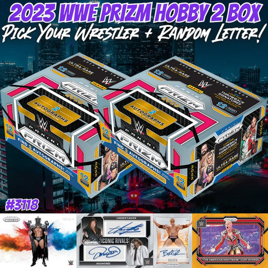 Break 3118 - 2023 WWE Prizm Hobby 2 Box - Pick Your Wrestler + Random Letter!