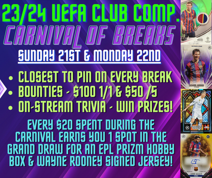 Break 2653 - 23/24 Topps UEFA Club Comp. CARNIVAL OF BREAKS #1 - HOBBY FULL CASE - 12 Boxes - Pick Your Team