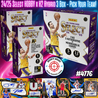 Break 4776 -  24/25 Select x H2 Hybrid 3Box - Pick Your Team!
