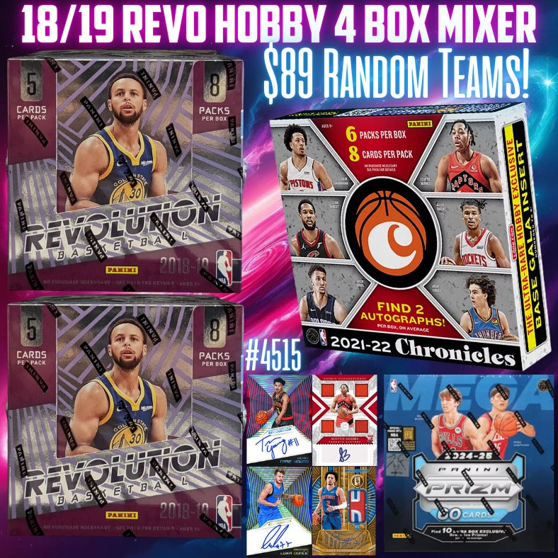 Break 4515 - Super Saturday 18/19 Revo Hobby 4 Box Mixer - $89 Random Teams
