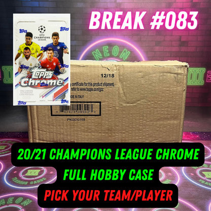 Break 083 - 20/21 Topps UEFA Champions League Chrome Hobby - FULL CASE - Pick Your Player / Team