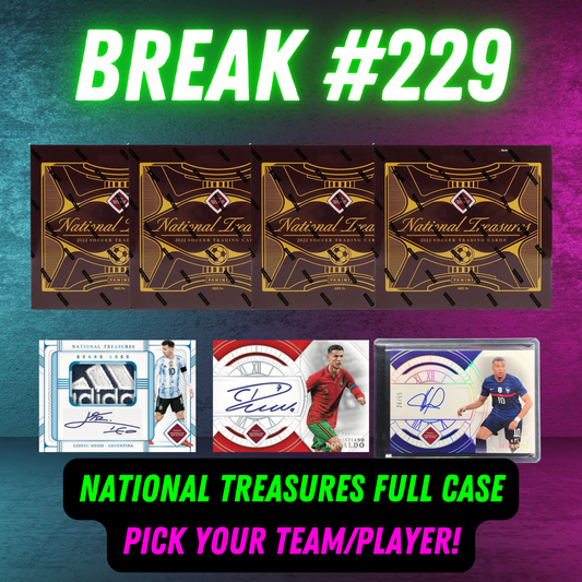 Break 229 - 2022 National Treasures Road To World Cup - FULL CASE - Pick Your Player / Team