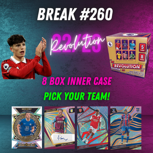 Break 260 - 22/23 Panini EPL Revolution - Inner Case - 8 Boxes - Pick Your Team