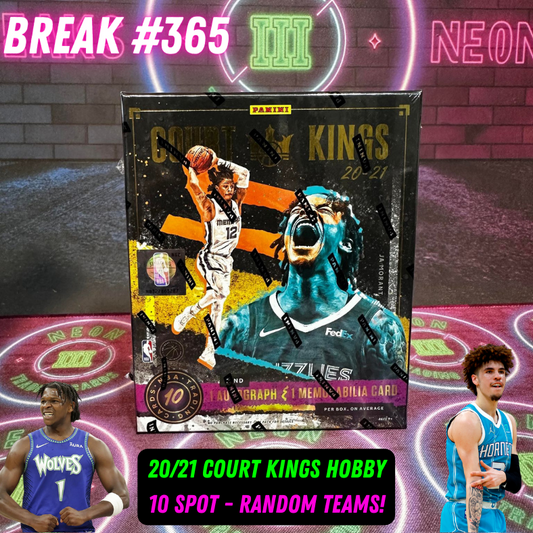 Break  365 - NBA 20/21 Court Kings Hobby - 10 Spot Random Teams!