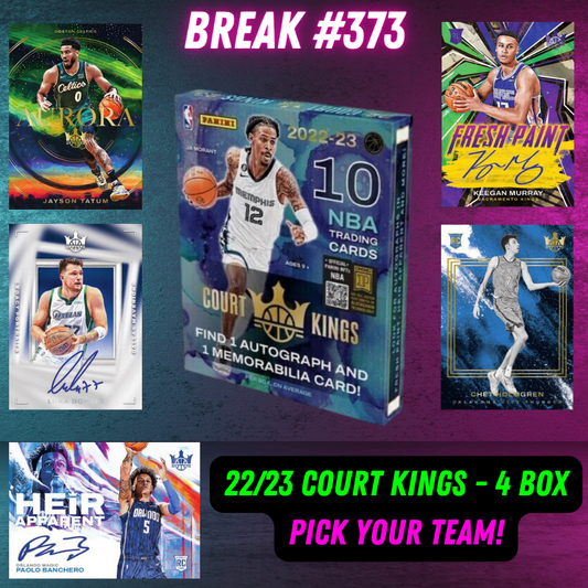 Break 373 - 22/23 NBA Court Kings Hobby - Product Debut! - 4 Box Pick Your Team