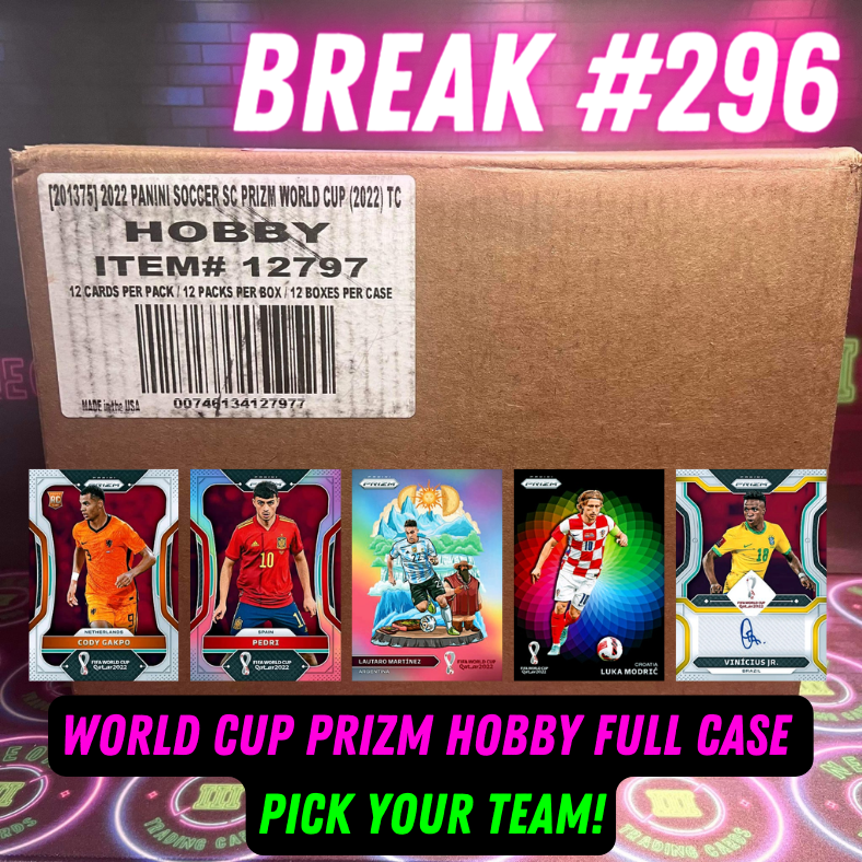 Break 296 - 2022 World Cup Prizm Hobby - FULL CASE - Pick Your Player / Team