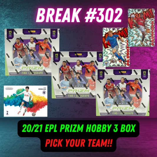 Break 302 - 20/21 EPL Prizm Hobby - 3 Boxes - Pick Your Player Team