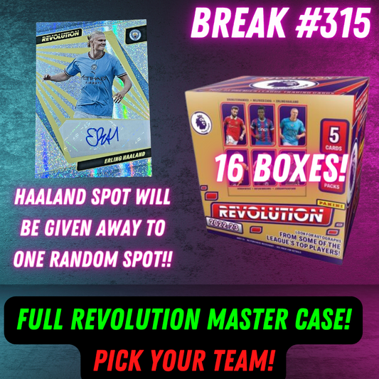 Break 315 - 2022-23 EPL Revolution Master Case - 16 Boxes - Pick Your Team