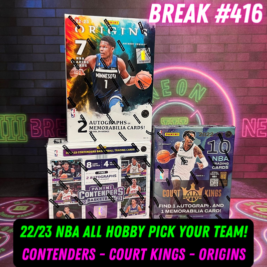Break 416 - 22/23 NBA Contenders, Court Kings & Origins 3 Box Mixer - Pick Your Team!