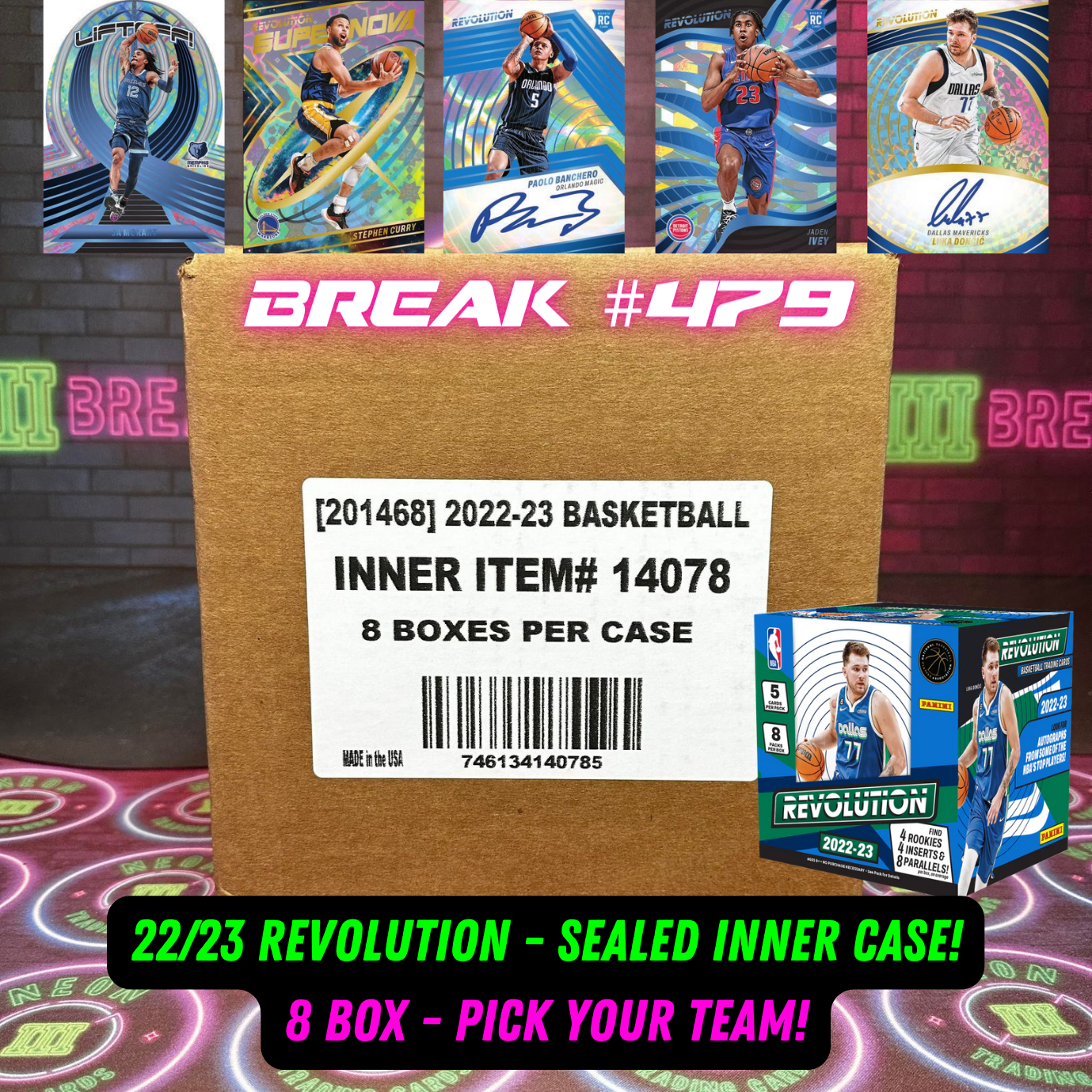 Break 479 - NBA 22/23 Revolution Sealed Inner Case - 8 Box Pick Your Team!